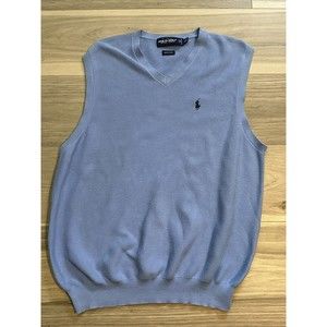Ralph Lauren Polo Golf Vest Men's L 100% Cotton Blue